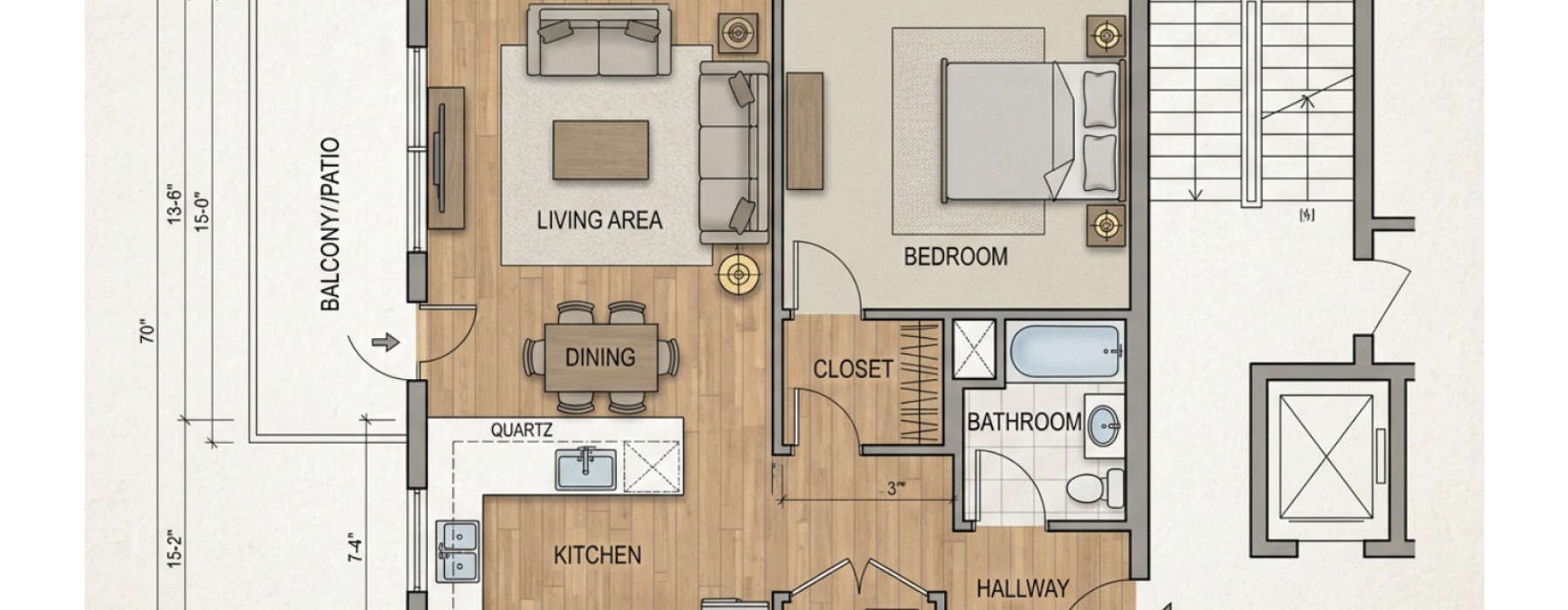 apartment 1 bedroom floor plans